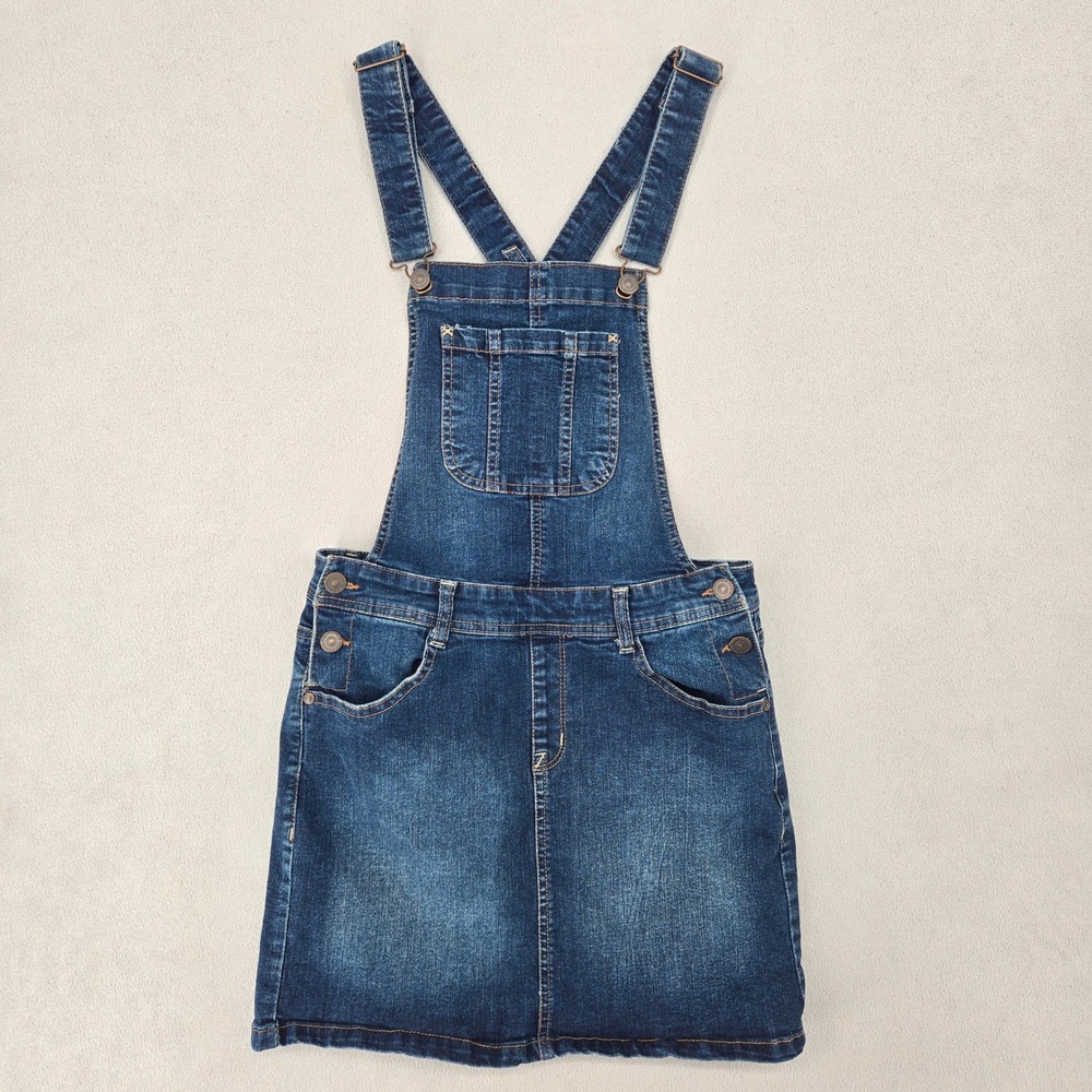 WallFlower Womens Medium Blue Denim Overall Skirt Mini Pinafore Casual Retro